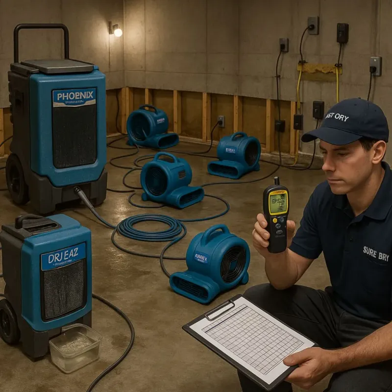 Structural Drying and Dehumidification process in Dallas County, TX